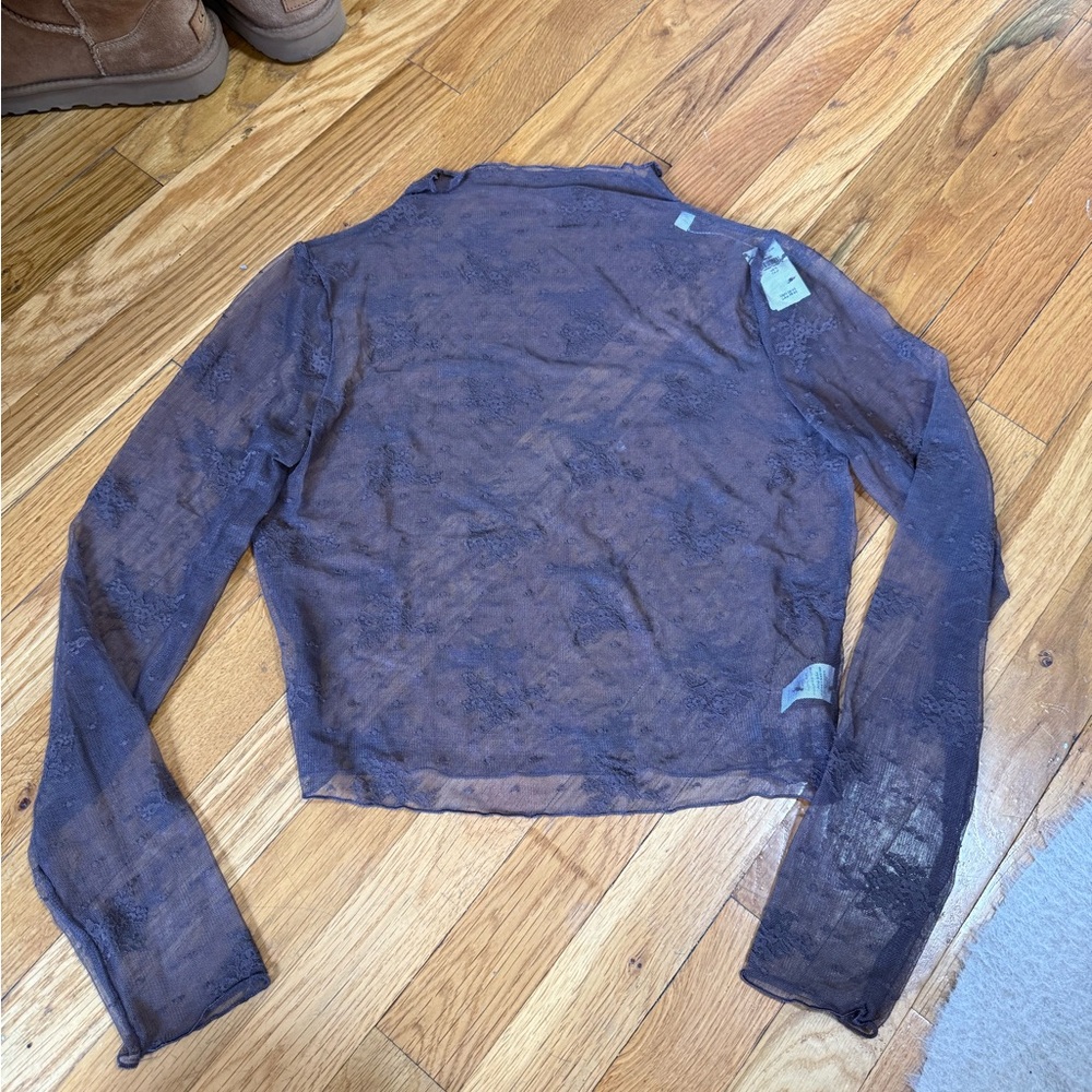 NWT Sheer Lace Long Sleeve Top